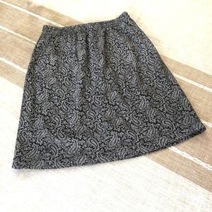 GAP Black & White Paisley Skirt w Elastic Waist S